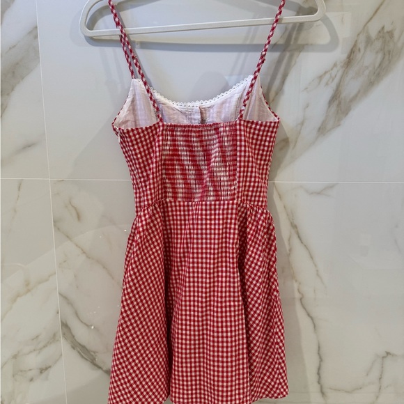 Princess Polly Toulouse Mini Dress Red Gingham 0/ XS - Picture 3 of 4